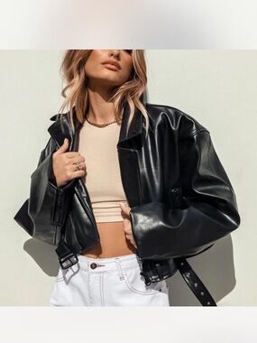 Lioness Staten Island Black Moto Jacket with Silver Hardware